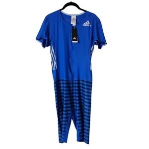 ADIDAS AdiZero ClimaLite Blue Short Sleeve PU Suit Track Sprint Suit Mens Large